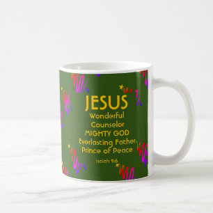 Mug Écriture de Noël de JÉSUS Ésaïe 9:6 VERT
