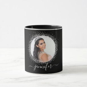 Mug Écriture de nom de parties scintillant en argent n
