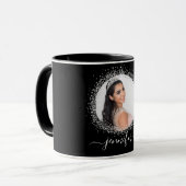 Mug Écriture de nom de parties scintillant en argent n (Devant gauche)