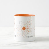 Mug Écriture de nom floral orange (Centre)