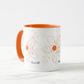 Mug Écriture de nom floral orange (Devant gauche)
