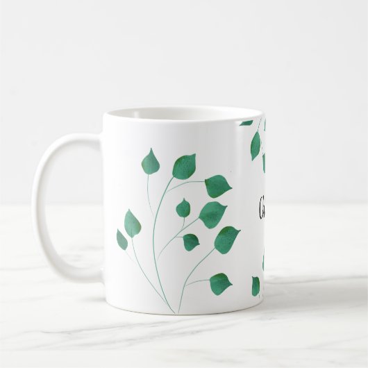 Mug Écriture de nom vert du feuillage vert (Gauche)