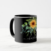 Mug Écriture du nom de la végétation du tournesol noir (Devant gauche)