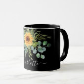 Mug Écriture du nom de la végétation du tournesol noir (Devant droit)