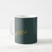Mug Écriture en lettres or moderne vert foncé (Devant gauche)