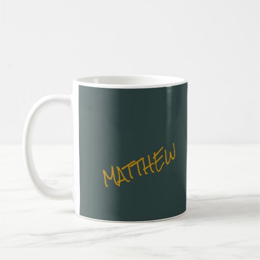 Mug Écriture en lettres or moderne vert foncé (Gauche)