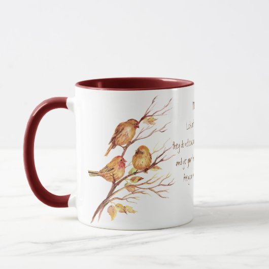 Mug Écriture Encourageante Matthieu 6:26, Oiseaux (Gauche)