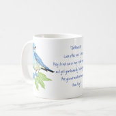 Mug Écriture Encourageante Matthieu 6:26, Oiseaux (Devant gauche)