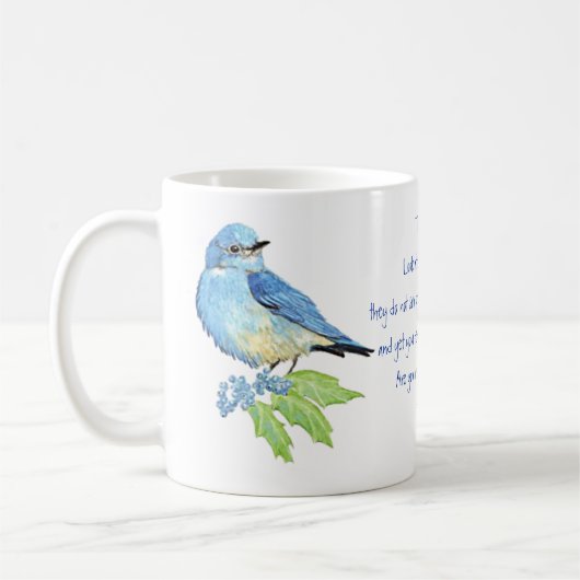 Mug Écriture Encourageante Matthieu 6:26, Oiseaux (Gauche)