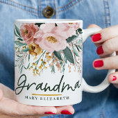 Mug Écriture florale d'aquarelle élégante grand-mère c