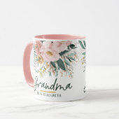 Mug Écriture florale d'aquarelle élégante grand-mère c (Devant gauche)