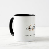 Mug Écriture initiale en or blanc monogramme élégant (Devant gauche)