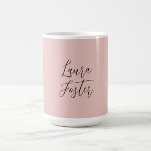 Mug Écriture manuscrite classique Nom élégant Rose Gol