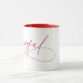 Mug Écriture manuscrite minimaliste joyeux rouge (Centre)