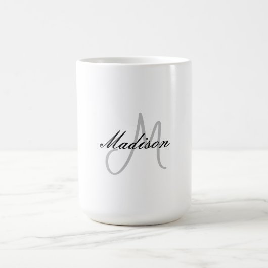 Mug Écriture manuscrite moderne monogramme Nom initial (Centre)