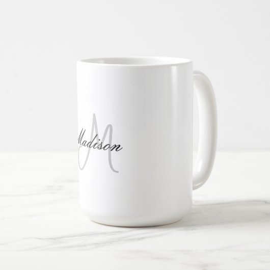 Mug Écriture manuscrite moderne monogramme Nom initial (Devant droit)