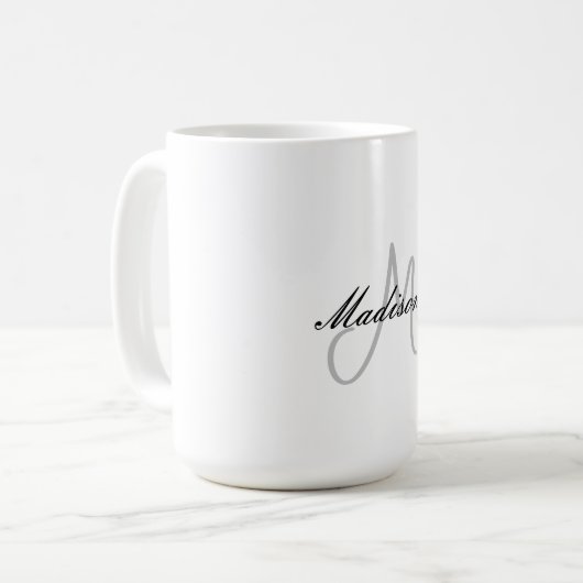 Mug Écriture manuscrite moderne monogramme Nom initial (Devant gauche)