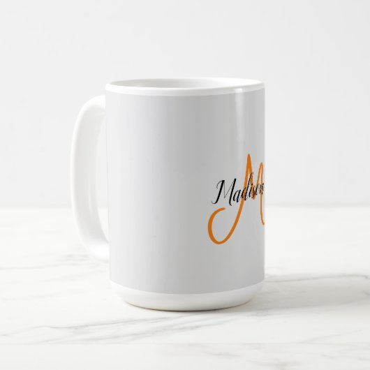 Mug Écriture manuscrite moderne monogramme Nom initial (Devant gauche)