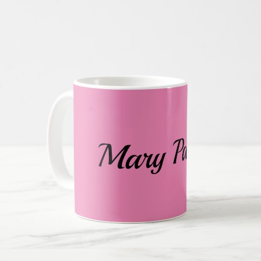 Mug Écriture manuscrite Nom professionnel simple rose (Devant gauche)