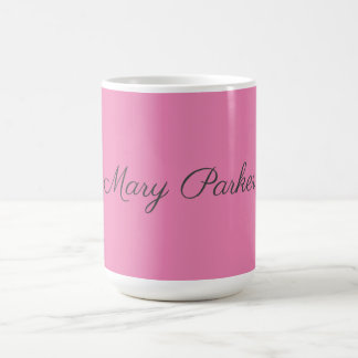 Mug Écriture manuscrite Nom professionnel simple rose