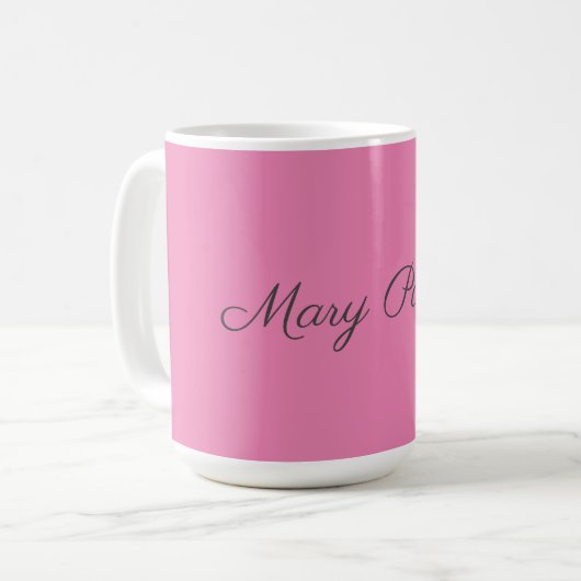 Mug Écriture manuscrite Nom professionnel simple rose (Devant gauche)