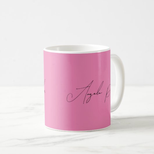 Mug Écriture manuscrite Nom professionnel simple rose (Devant droit)