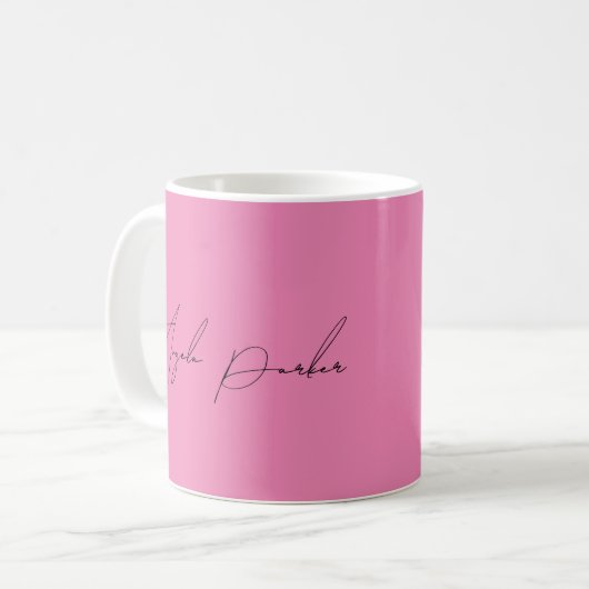 Mug Écriture manuscrite Nom professionnel simple rose (Devant gauche)