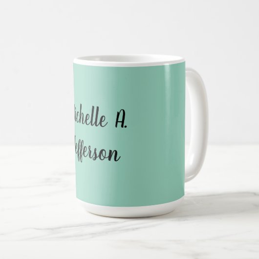 Mug Écriture manuscrite Turquoise légère Nom créatif t (Devant droit)