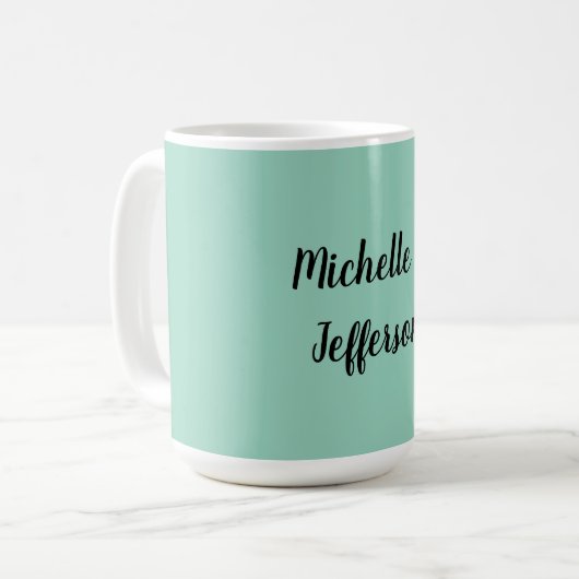 Mug Écriture manuscrite Turquoise légère Nom créatif t (Devant gauche)