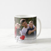 Mug Écriture moderne Coeur Photo de famille (Devant droit)