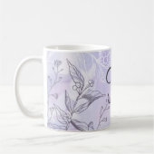 Mug Écriture Monogramme Blanc Gris Violet Floral (Gauche)