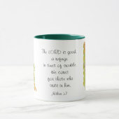 Mug Écriture, Nahum 1:7, Le Seigneur est bon, Oiseau (Centre)