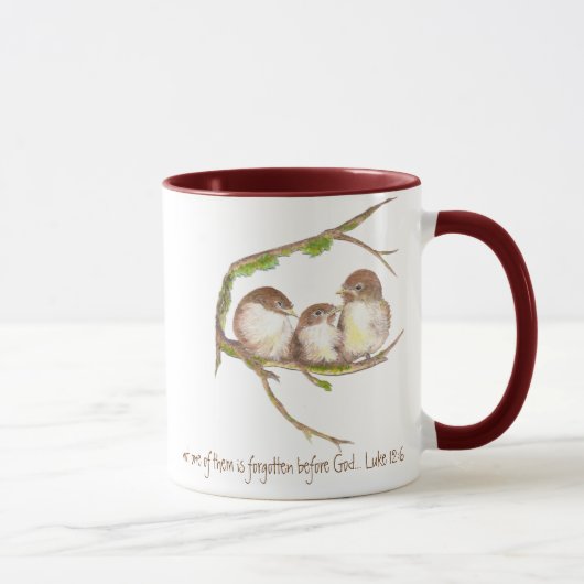 Mug Écriture, Pas un oublié, mignon Bruant d'oiseaux (Droite)