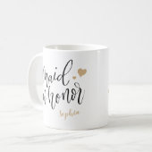 Mug Écriture personnalisée, femme de chambre d'honneur (Devant gauche)