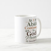Mug Écriture pour demeurer continuellement dans la pré (Devant droit)