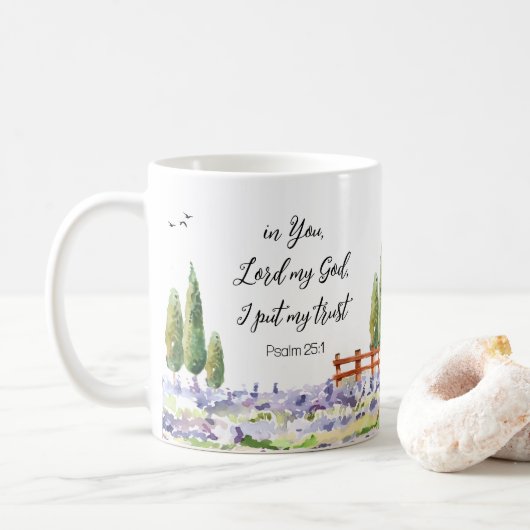 Mug Écriture Psaume 25:1, J'ai mis My Trust Bluebird A (Avec donut)