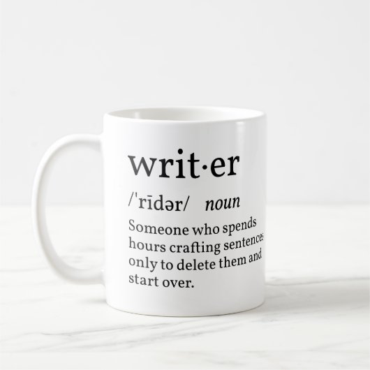 Mug Écrivain de définition drôle (Gauche)