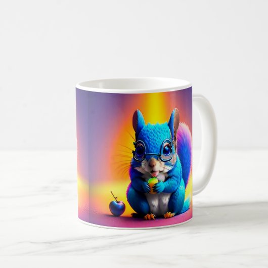 Mug Écureuil Bleu Mangeant Un Fruit (Devant droit)