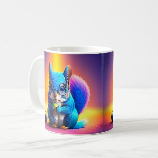 Mug Écureuil Bleu Mangeant Un Fruit (Devant gauche)