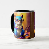 Mug Écureuil bleu mignon avec lunettes (Devant gauche)