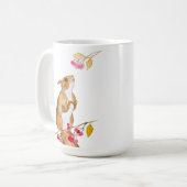 Mug Écureuil d'aquarelle drôle sur une branche avec de (Devant gauche)