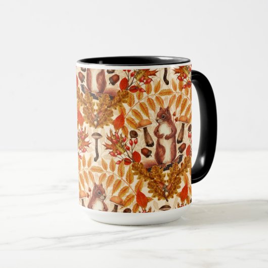 Mug Écureuil d'automne sur blanc (Devant droit)