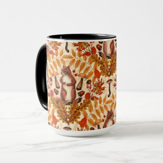 Mug Écureuil d'automne sur blanc (Devant gauche)