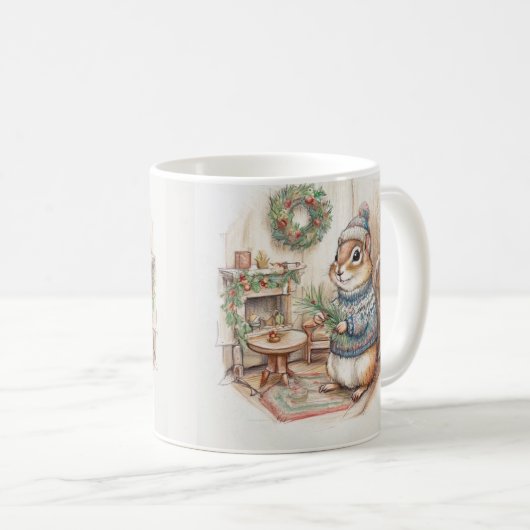 Mug Écureuil de Noël en pull (Devant droit)