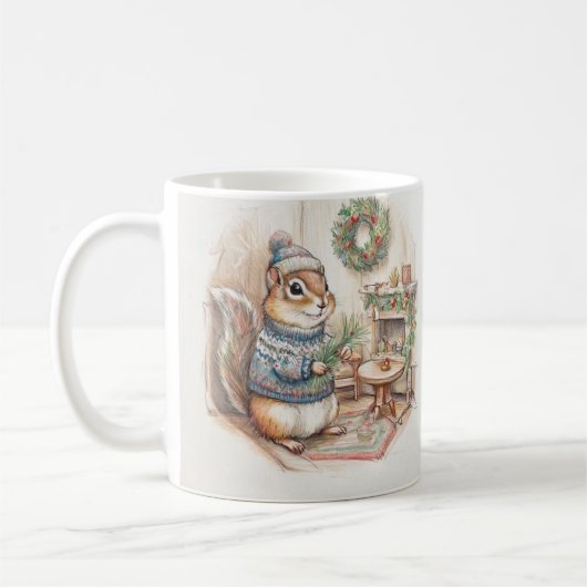 Mug Écureuil de Noël en pull  (Gauche)