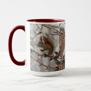 Mug Écureuil d'hiver, neige et baies rouges Conception