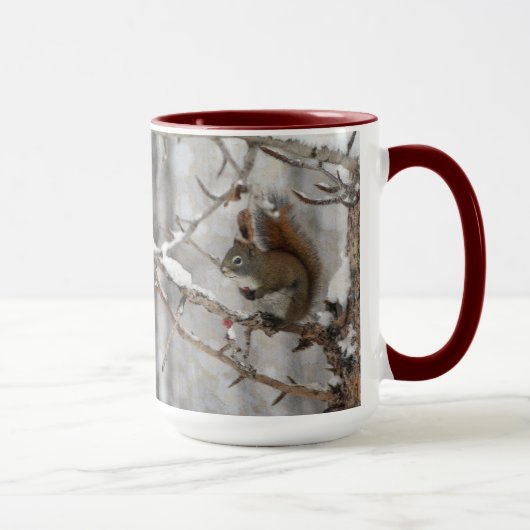 Mug Écureuil d'hiver, neige et conception rouge de (Droite)