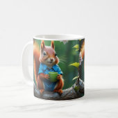 Mug Écureuil mignon assis sur la branche de l'arbre (Devant gauche)