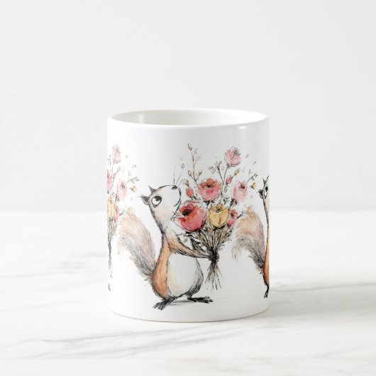 Mug Écureuil mignon avec bouquet de fleurs (Centre)