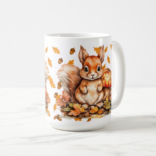 Mug Écureuil mou aux champignons - Faune d'automne (Devant droit)